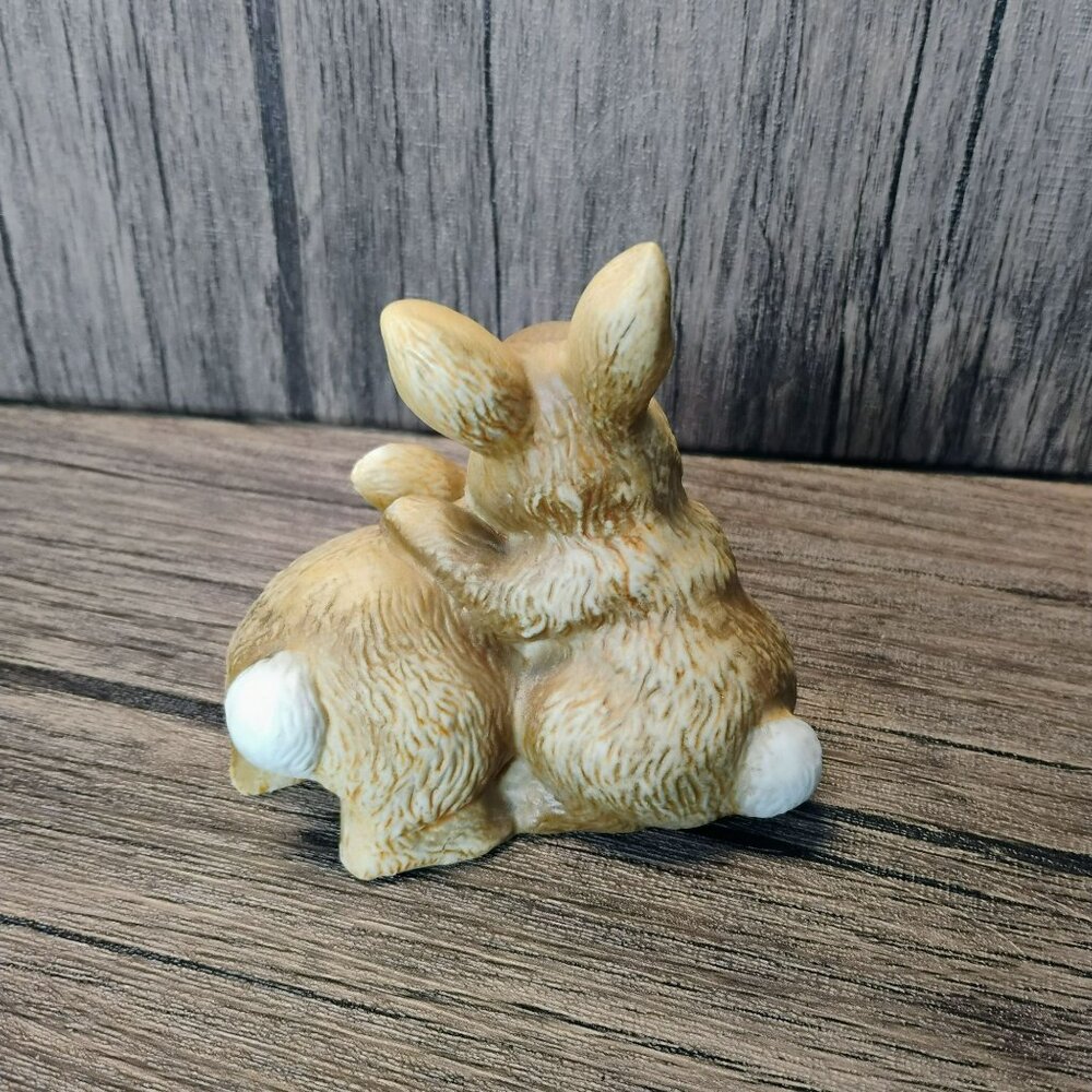 Vintage Homco Bunnies Rabbits Figurine, Brown Porcelain 1455 Easter Decor Gift - Picture 4 of 7